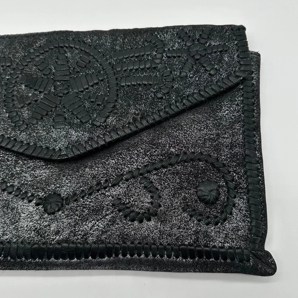 Lucky Brand Clutch Silverlake Shimmer Cowhide Finish Envelope Style